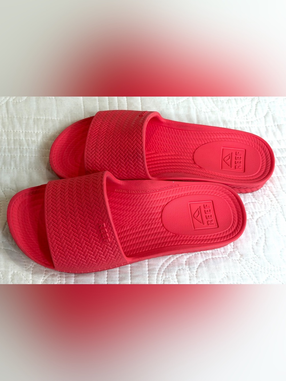 Reef Womens Water Scout Sunset Slide Sandals Waterproof Sz 5 Red Pink